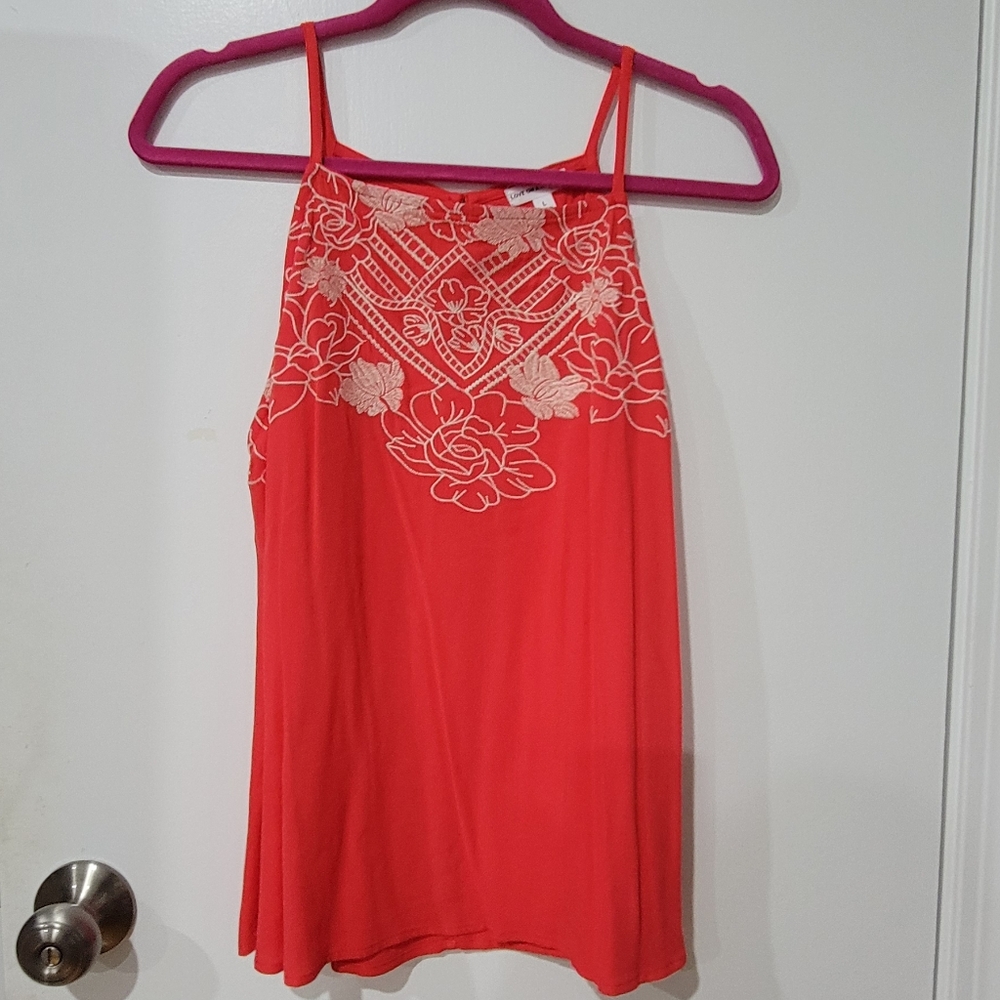 Love on a Hanger Red Embellished Asymmetrical Camisole